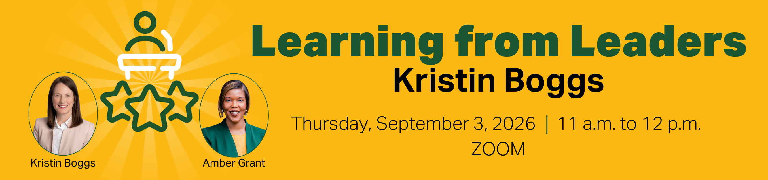 Register for Learning from Leaders, Kristin Boggs, September 3, 2026, 11:00 a.m. to 12:00 p.m., Zoom